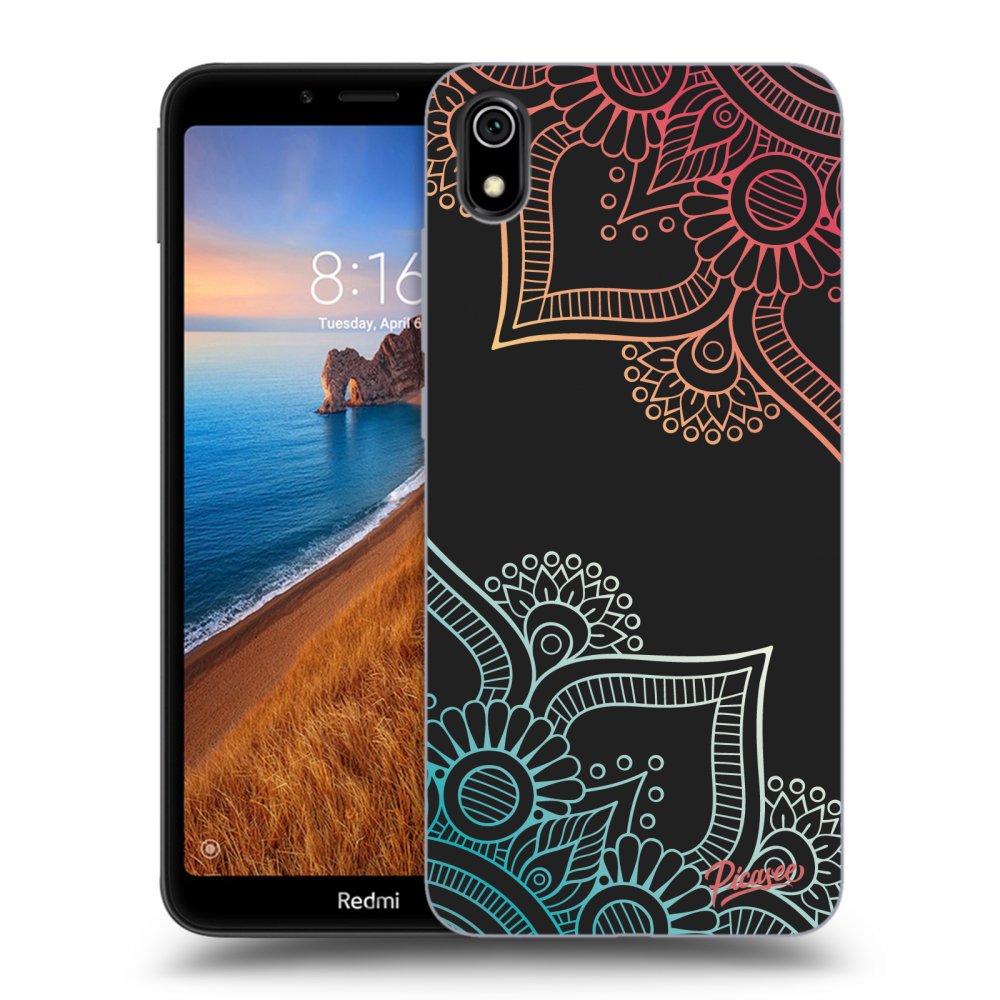 Picasee fekete szilikon tok az alábbi mobiltelefonokra Xiaomi Redmi 7A - Flowers pattern