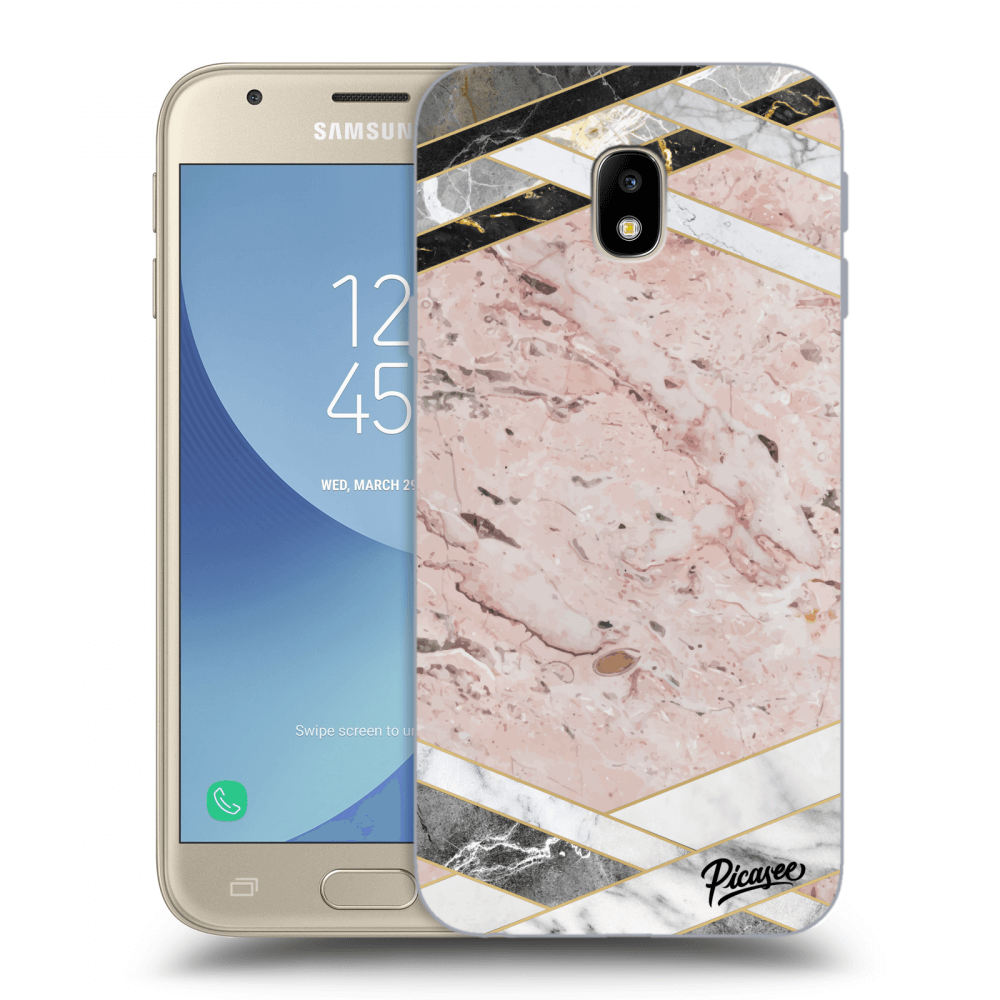 Picasee átlátszó szilikon tok az alábbi mobiltelefonokra Samsung Galaxy J3 2017 J330F - Pink geometry
