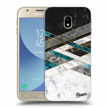 Picasee átlátszó szilikon tok az alábbi mobiltelefonokra Samsung Galaxy J3 2017 J330F - Black & White geometry