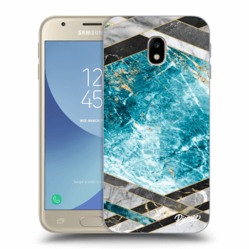 Picasee átlátszó szilikon tok az alábbi mobiltelefonokra Samsung Galaxy J3 2017 J330F - Blue geometry