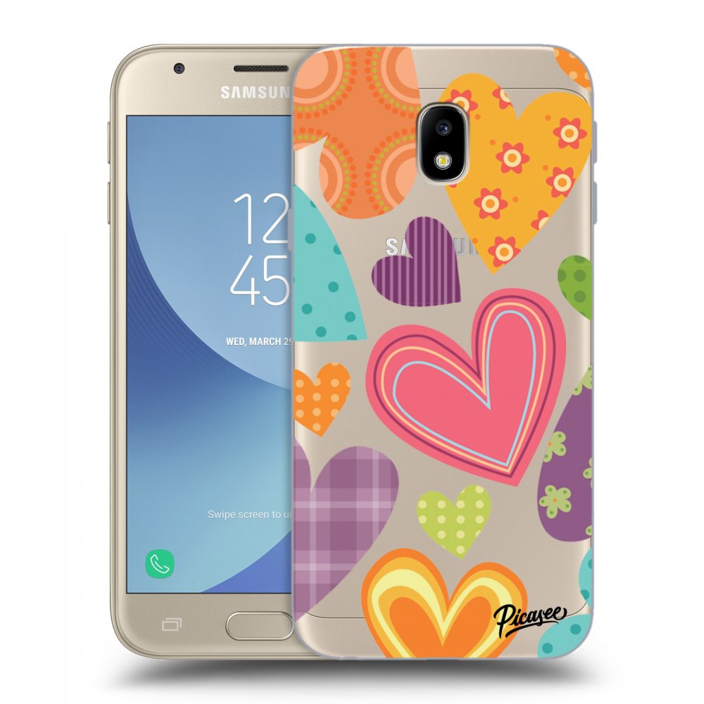 Picasee átlátszó szilikon tok az alábbi mobiltelefonokra Samsung Galaxy J3 2017 J330F - Colored heart