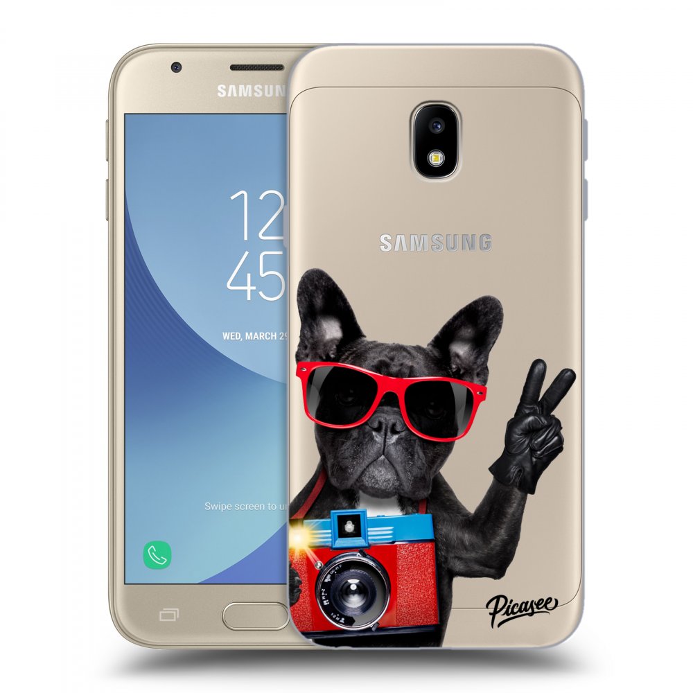 Picasee átlátszó szilikon tok az alábbi mobiltelefonokra Samsung Galaxy J3 2017 J330F - French Bulldog