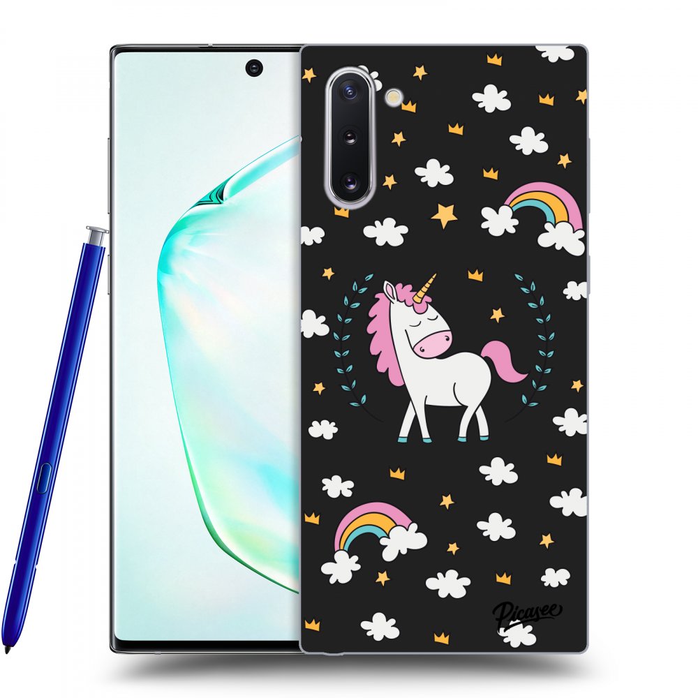 Picasee fekete szilikon tok az alábbi mobiltelefonokra Samsung Galaxy Note 10 N970F - Unicorn star heaven