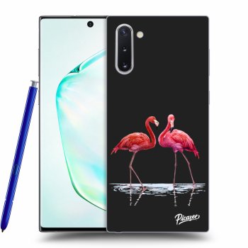 Picasee fekete szilikon tok az alábbi mobiltelefonokra Samsung Galaxy Note 10 N970F - Flamingos couple