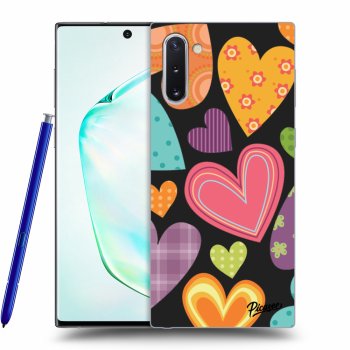 Picasee fekete szilikon tok az alábbi mobiltelefonokra Samsung Galaxy Note 10 N970F - Colored heart