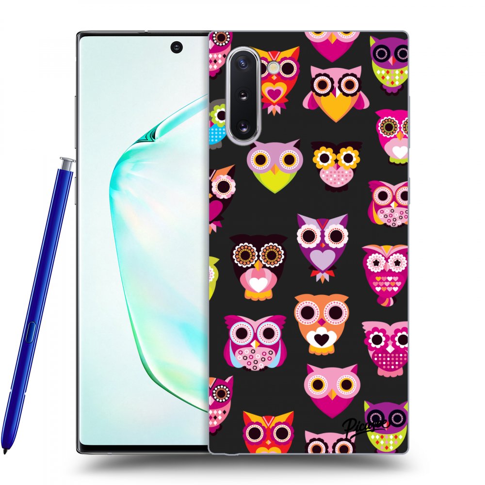 Picasee fekete szilikon tok az alábbi mobiltelefonokra Samsung Galaxy Note 10 N970F - Owls