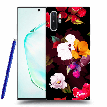 Picasee fekete szilikon tok az alábbi mobiltelefonokra Samsung Galaxy Note 10+ N975F - Flowers and Berries