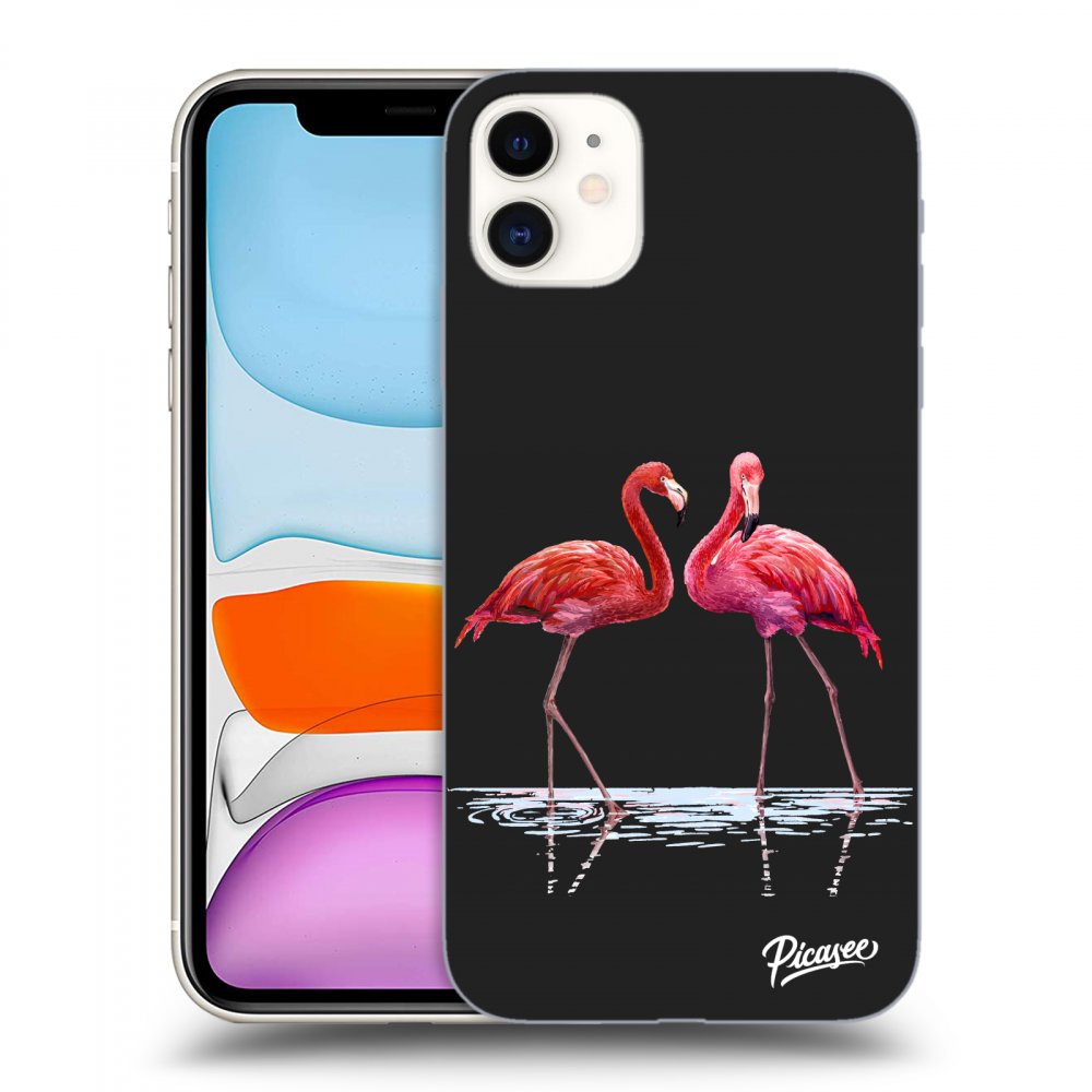 Picasee fekete szilikon tok az alábbi mobiltelefonokra Apple iPhone 11 - Flamingos couple