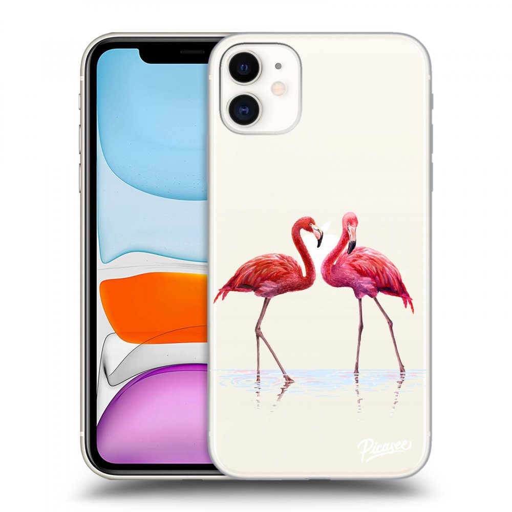 Picasee átlátszó szilikon tok az alábbi mobiltelefonokra Apple iPhone 11 - Flamingos couple