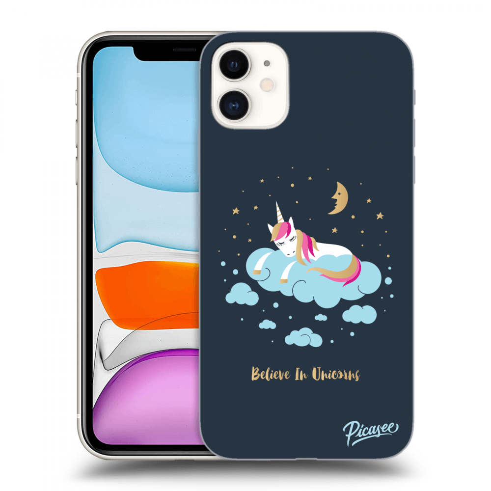 Picasee fekete szilikon tok az alábbi mobiltelefonokra Apple iPhone 11 - Believe In Unicorns