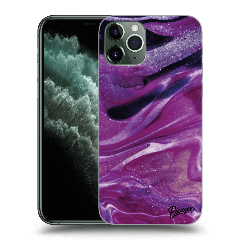 Picasee fekete szilikon tok az alábbi mobiltelefonokra Apple iPhone 11 Pro - Purple glitter