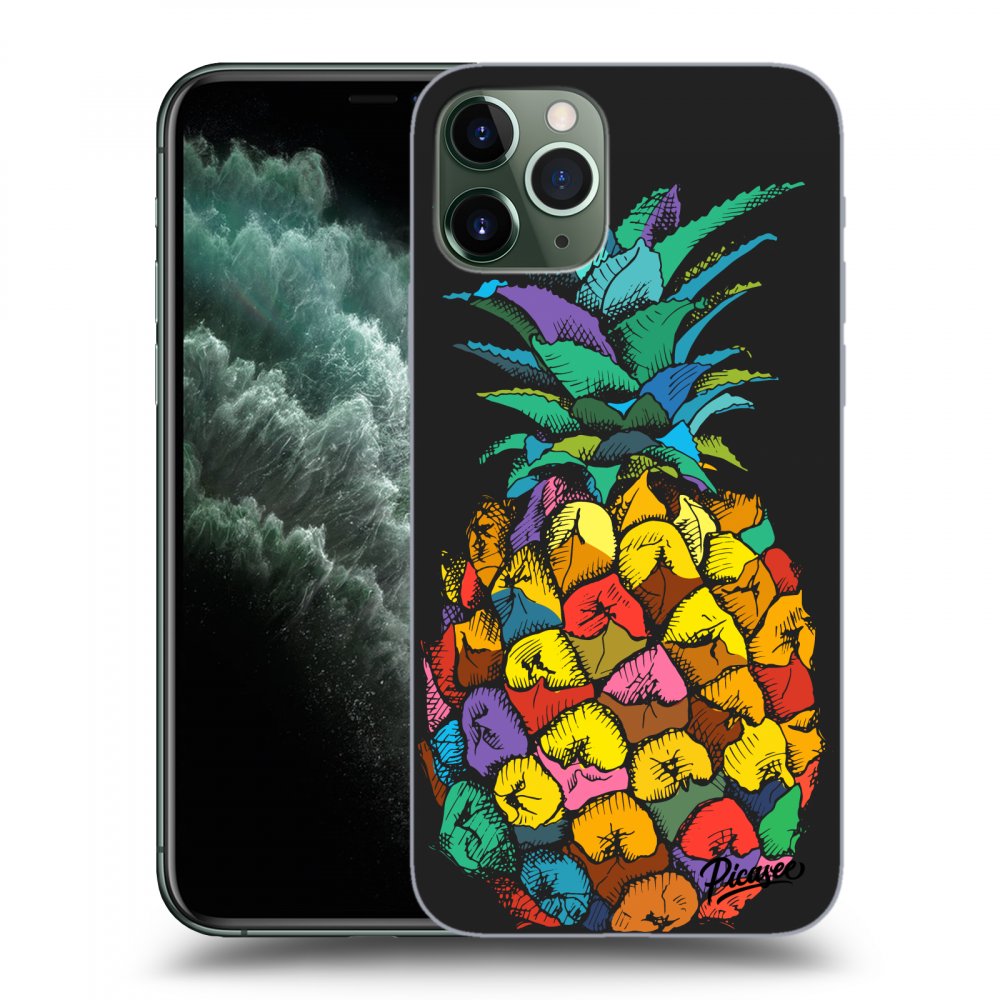 Picasee fekete szilikon tok az alábbi mobiltelefonokra Apple iPhone 11 Pro Max - Pineapple