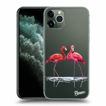 Picasee átlátszó szilikon tok az alábbi mobiltelefonokra Apple iPhone 11 Pro Max - Flamingos couple