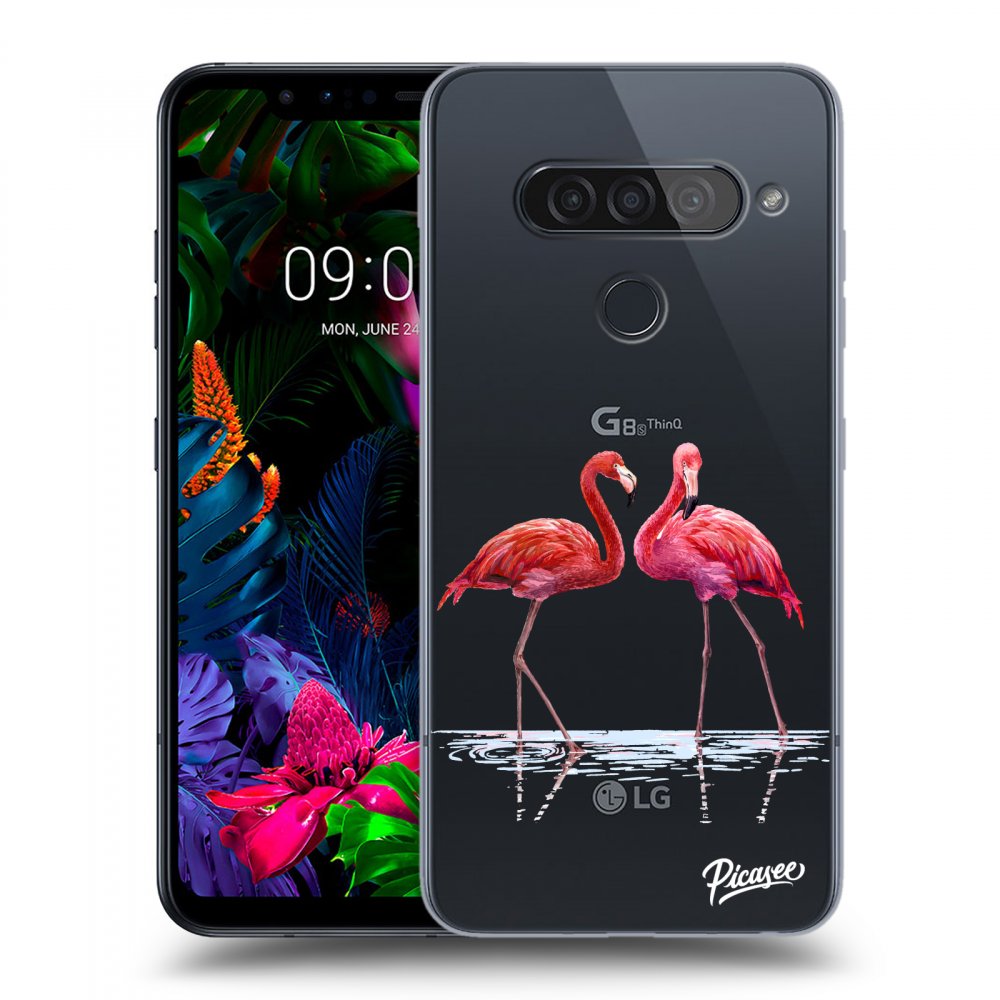 Picasee átlátszó szilikon tok az alábbi mobiltelefonokra LG G8s ThinQ - Flamingos couple