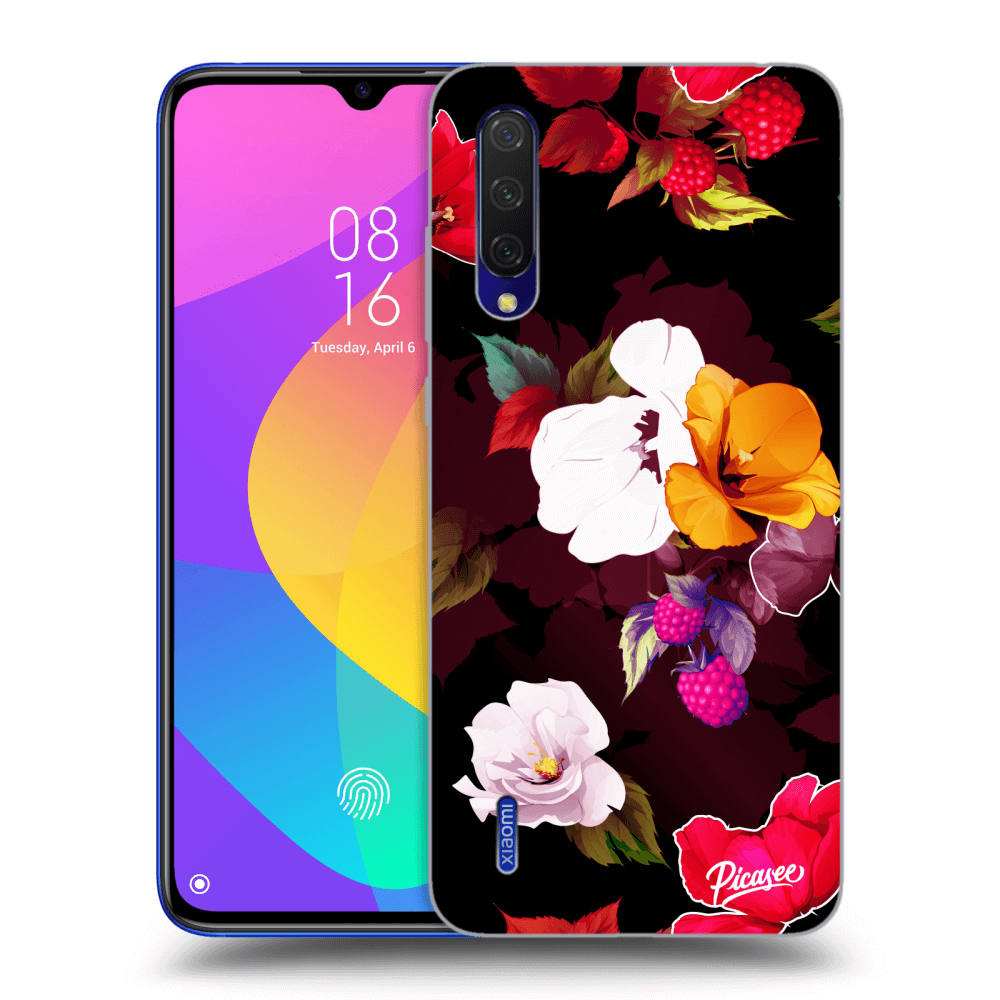 Picasee fekete szilikon tok az alábbi mobiltelefonokra Xiaomi Mi 9 Lite - Flowers and Berries