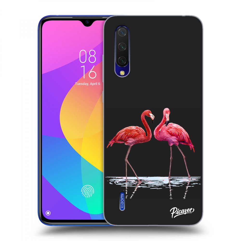 Picasee fekete szilikon tok az alábbi mobiltelefonokra Xiaomi Mi 9 Lite - Flamingos couple