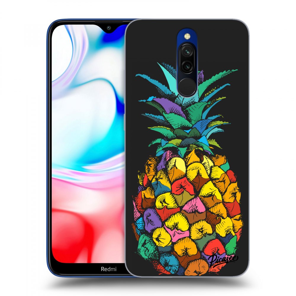 Picasee fekete szilikon tok az alábbi mobiltelefonokra Xiaomi Redmi 8 - Pineapple