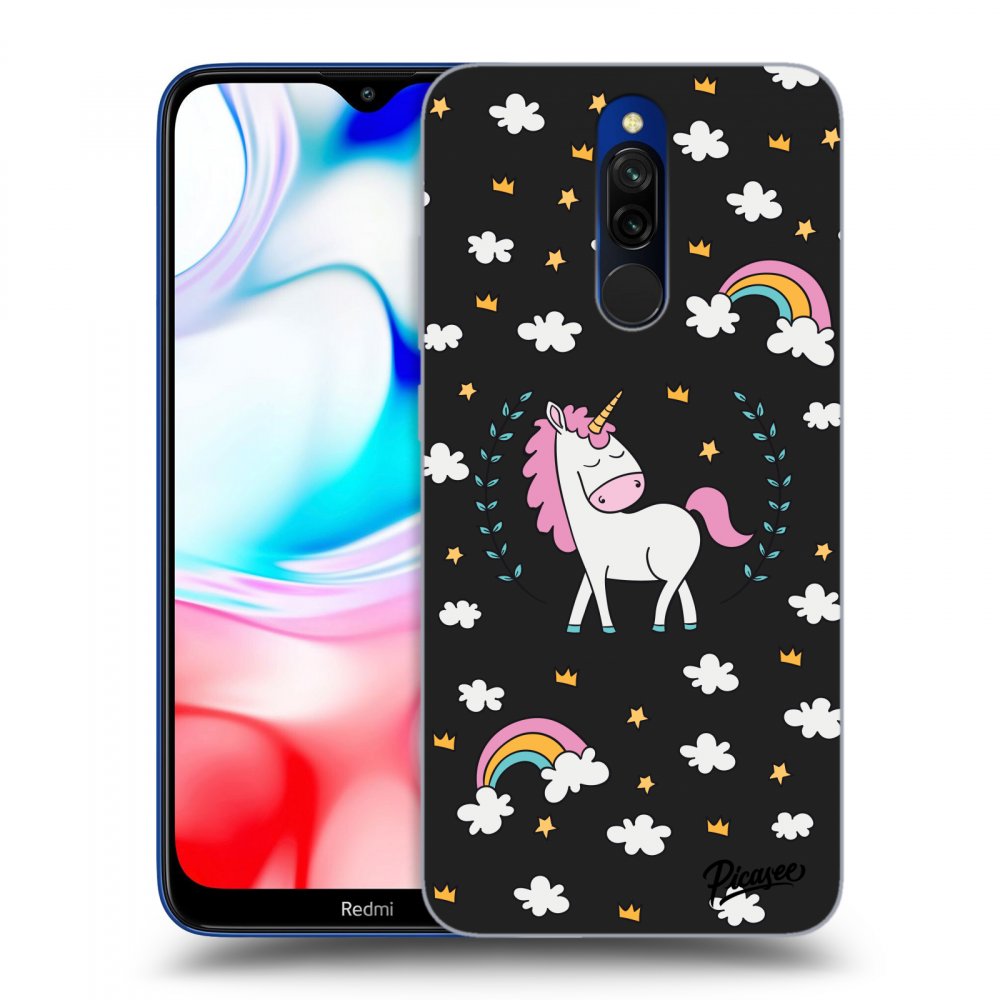 Picasee fekete szilikon tok az alábbi mobiltelefonokra Xiaomi Redmi 8 - Unicorn star heaven
