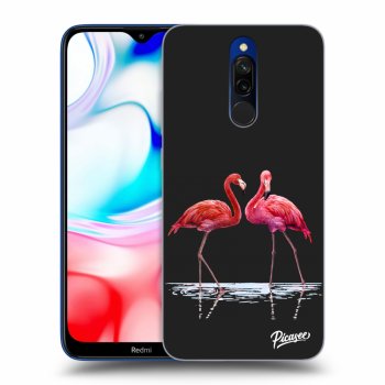 Picasee fekete szilikon tok az alábbi mobiltelefonokra Xiaomi Redmi 8 - Flamingos couple