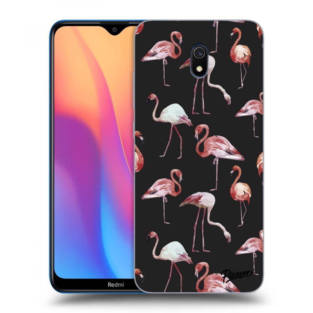 Picasee fekete szilikon tok az alábbi mobiltelefonokra Xiaomi Redmi 8A - Flamingos