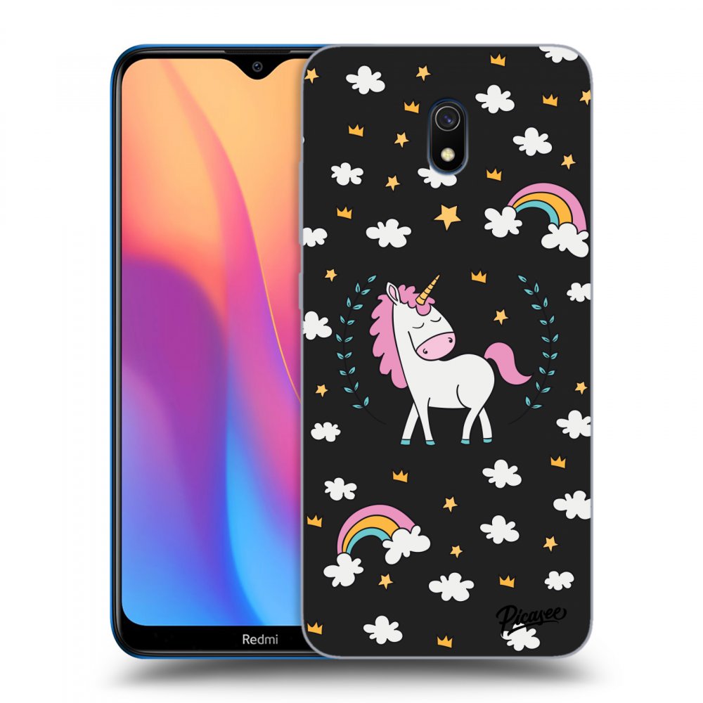 Picasee fekete szilikon tok az alábbi mobiltelefonokra Xiaomi Redmi 8A - Unicorn star heaven