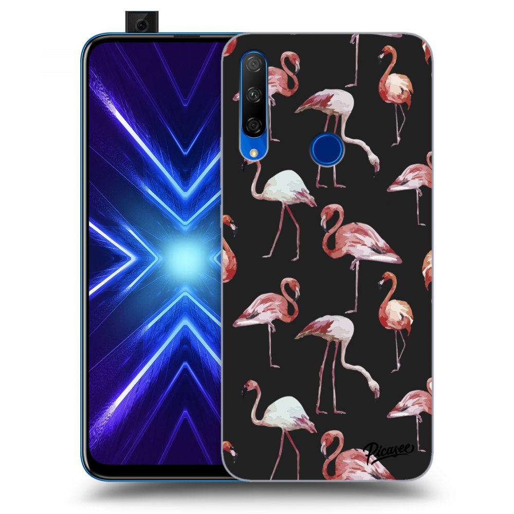 Picasee fekete szilikon tok az alábbi mobiltelefonokra Honor 9X - Flamingos