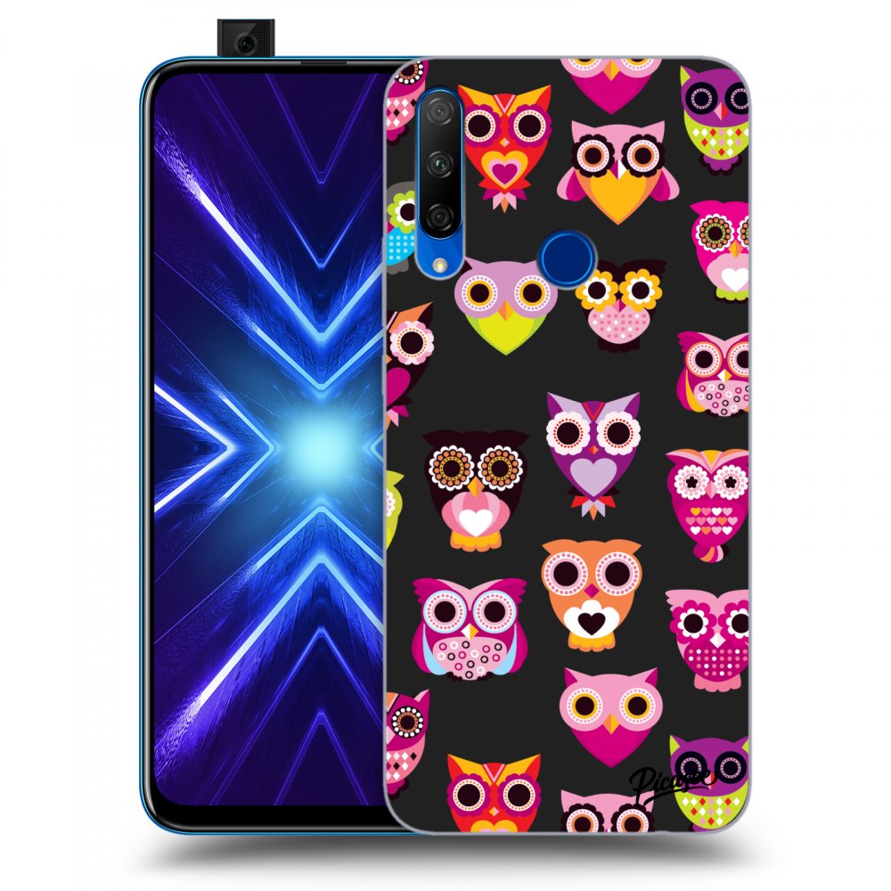 Picasee fekete szilikon tok az alábbi mobiltelefonokra Honor 9X - Owls