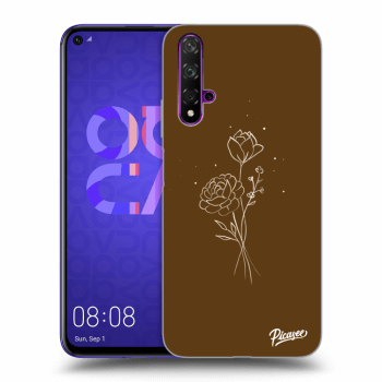Picasee átlátszó szilikon tok az alábbi mobiltelefonokra Huawei Nova 5T - Brown flowers