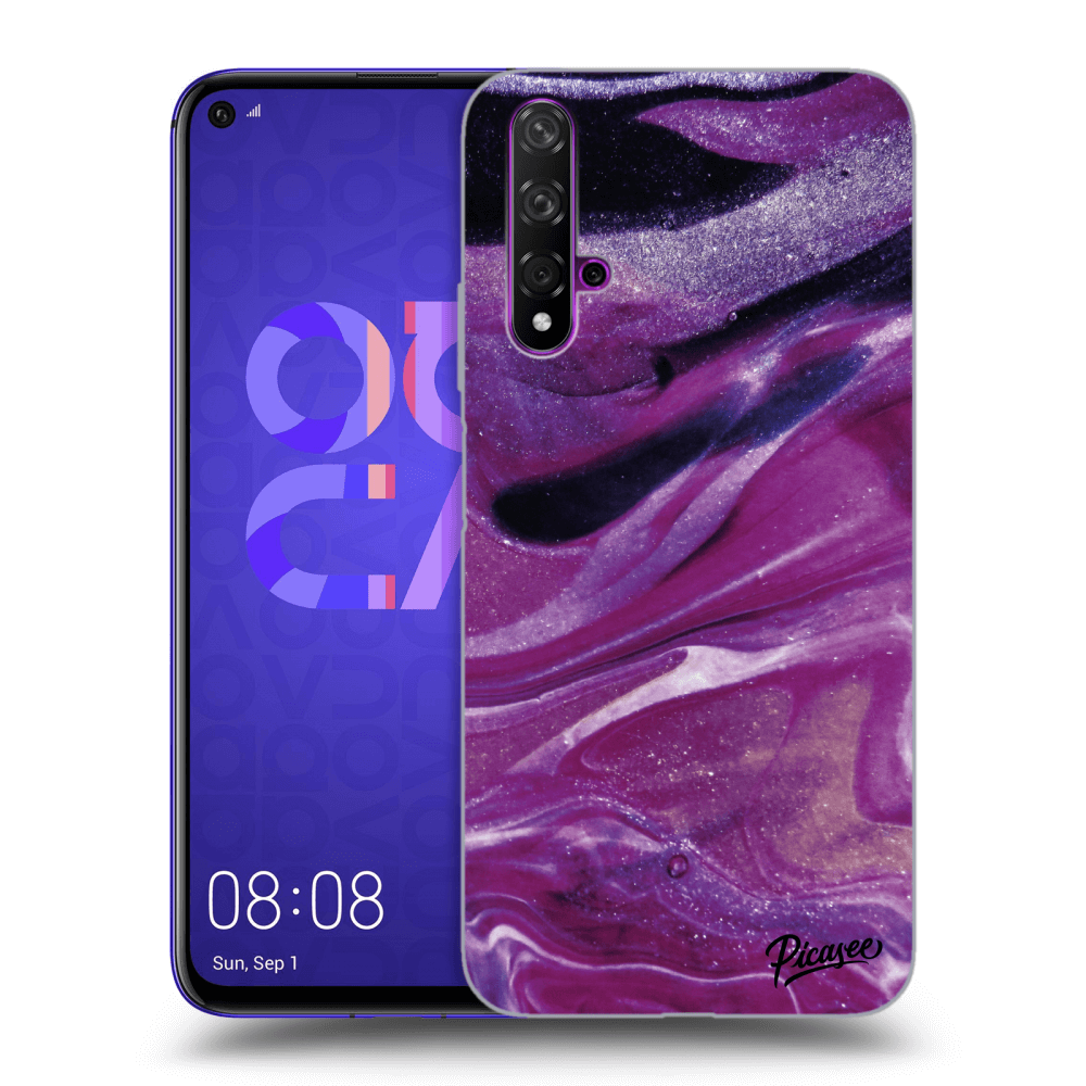 Picasee átlátszó szilikon tok az alábbi mobiltelefonokra Huawei Nova 5T - Purple glitter