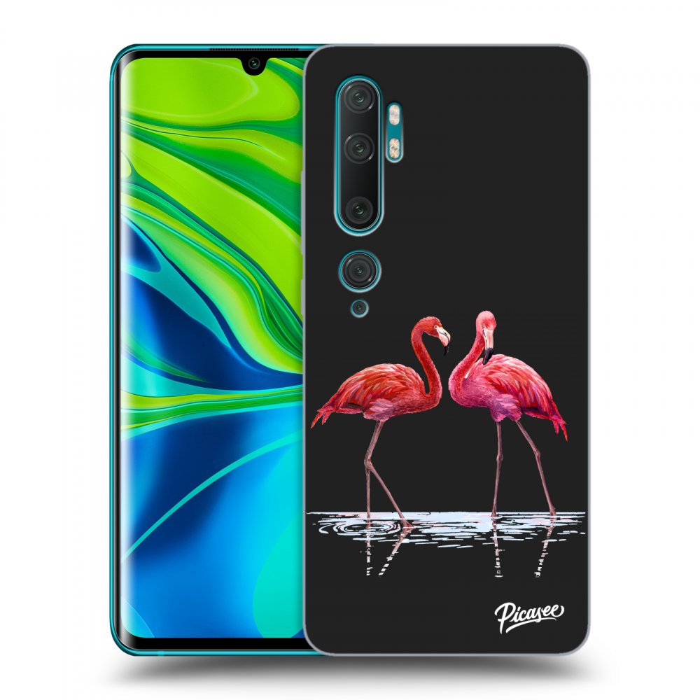 Picasee fekete szilikon tok az alábbi mobiltelefonokra Xiaomi Mi Note 10 (Pro) - Flamingos couple