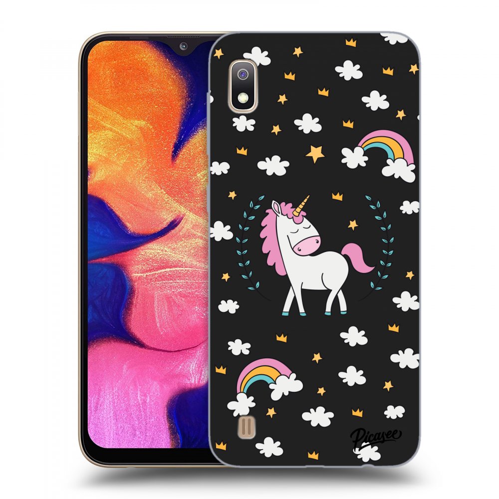 Picasee fekete szilikon tok az alábbi mobiltelefonokra Samsung Galaxy A10 A105F - Unicorn star heaven