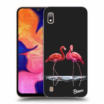 Picasee fekete szilikon tok az alábbi mobiltelefonokra Samsung Galaxy A10 A105F - Flamingos couple