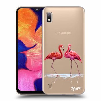 Picasee átlátszó szilikon tok az alábbi mobiltelefonokra Samsung Galaxy A10 A105F - Flamingos couple