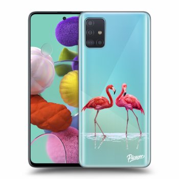 Picasee átlátszó szilikon tok az alábbi mobiltelefonokra Samsung Galaxy A51 A515F - Flamingos couple