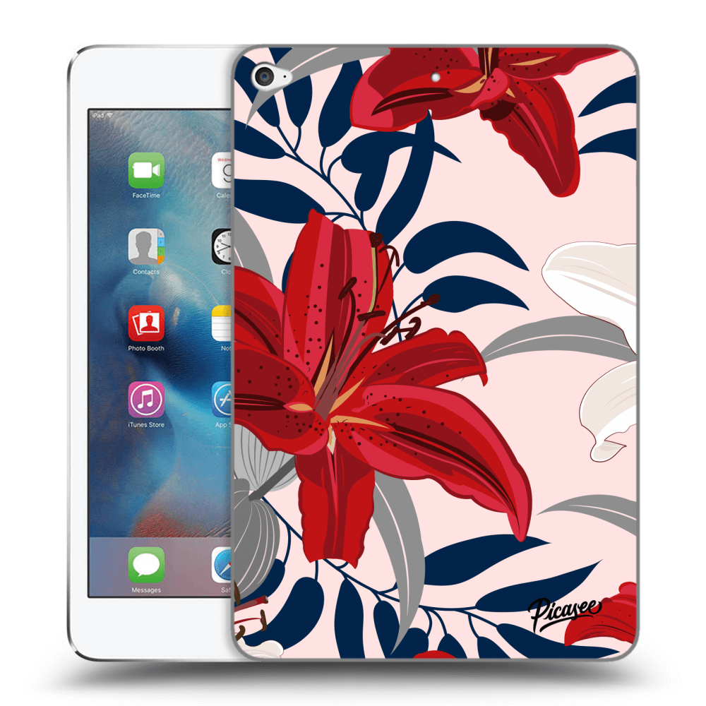 Picasee fekete szilikon tok az alábbi táblagépre Apple iPad mini 4 - Red Lily