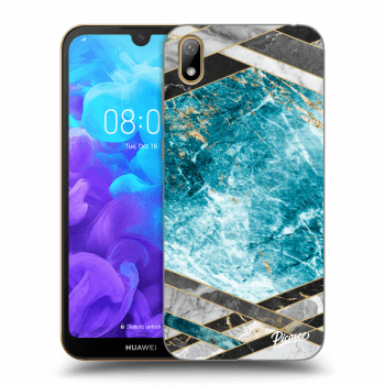 Picasee átlátszó szilikon tok az alábbi mobiltelefonokra Huawei Y5 2019 - Blue geometry