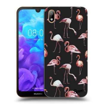 Picasee fekete szilikon tok az alábbi mobiltelefonokra Huawei Y5 2019 - Flamingos