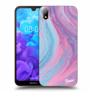 Picasee átlátszó szilikon tok az alábbi mobiltelefonokra Huawei Y5 2019 - Pink liquid