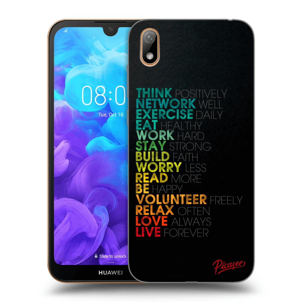 Picasee átlátszó szilikon tok az alábbi mobiltelefonokra Huawei Y5 2019 - Motto life