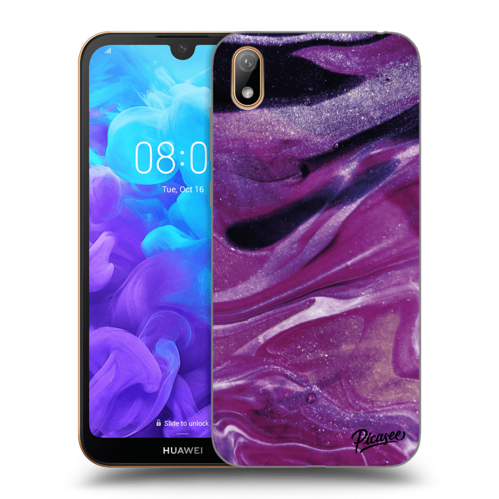 Picasee átlátszó szilikon tok az alábbi mobiltelefonokra Huawei Y5 2019 - Purple glitter