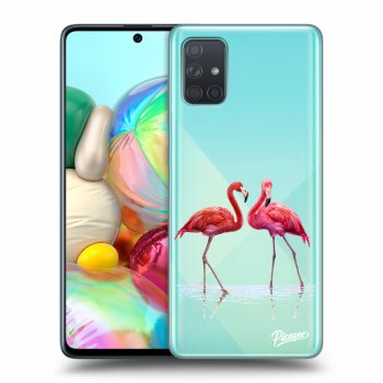 Picasee átlátszó szilikon tok az alábbi mobiltelefonokra Samsung Galaxy A71 A715F - Flamingos couple