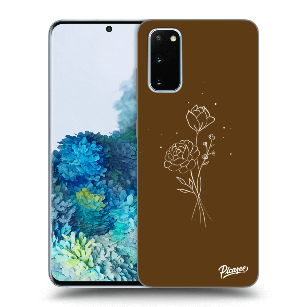 Picasee átlátszó szilikon tok az alábbi mobiltelefonokra Samsung Galaxy S20 G980F - Brown flowers