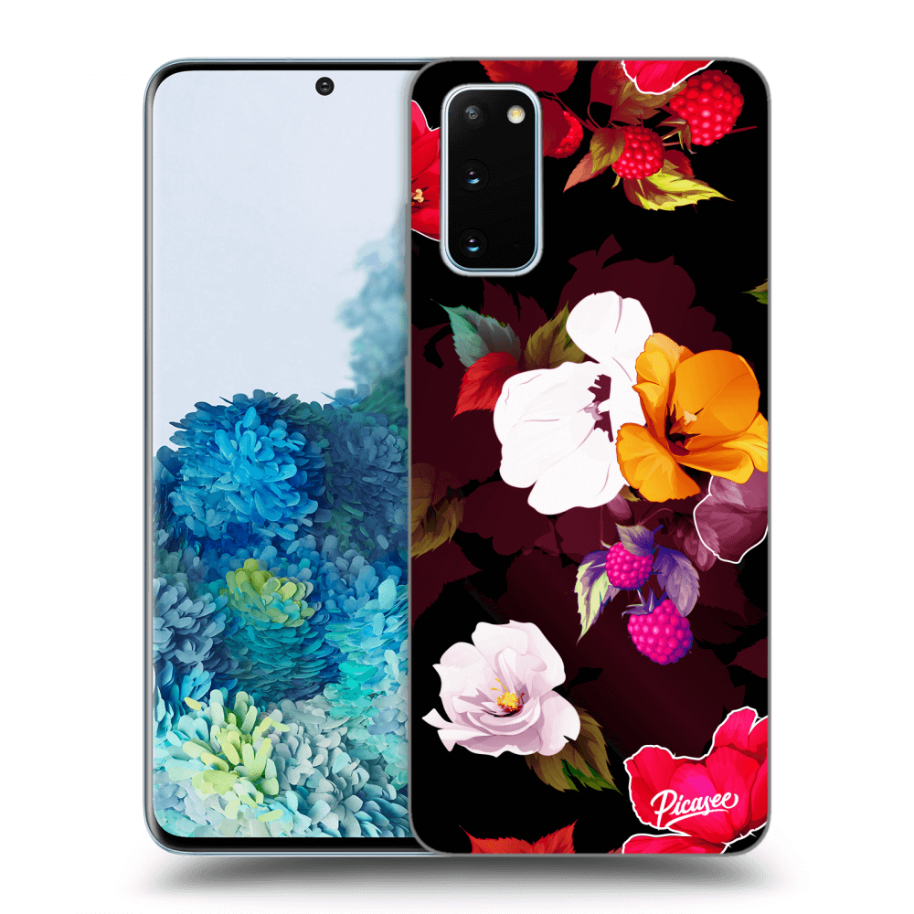 Picasee fekete szilikon tok az alábbi mobiltelefonokra Samsung Galaxy S20 G980F - Flowers and Berries