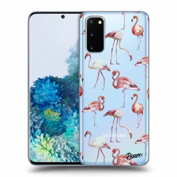 Picasee átlátszó szilikon tok az alábbi mobiltelefonokra Samsung Galaxy S20 G980F - Flamingos