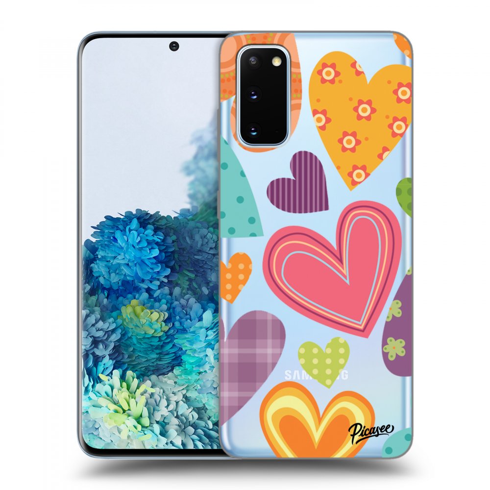 Picasee átlátszó szilikon tok az alábbi mobiltelefonokra Samsung Galaxy S20 G980F - Colored heart
