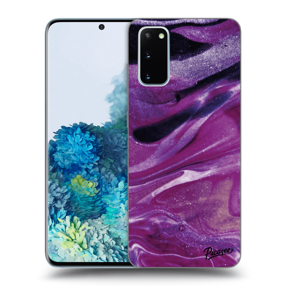 Picasee átlátszó szilikon tok az alábbi mobiltelefonokra Samsung Galaxy S20 G980F - Purple glitter