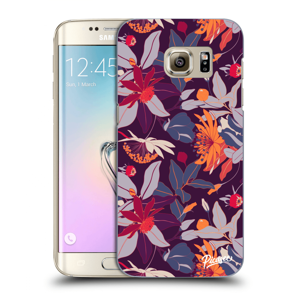 Picasee átlátszó szilikon tok az alábbi mobiltelefonokra Samsung Galaxy S7 Edge G935F - Purple Leaf