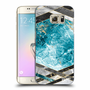 Picasee átlátszó szilikon tok az alábbi mobiltelefonokra Samsung Galaxy S7 Edge G935F - Blue geometry