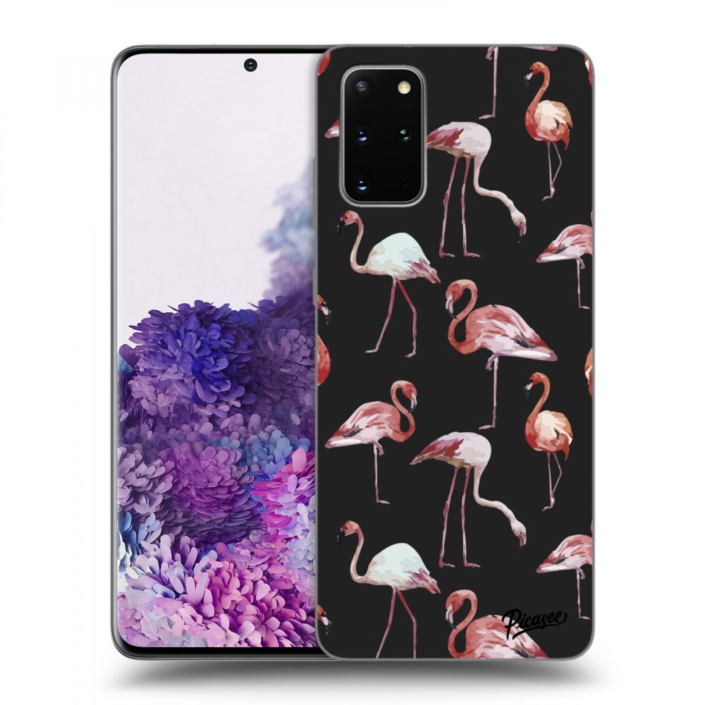 Picasee fekete szilikon tok az alábbi mobiltelefonokra Samsung Galaxy S20+ G985F - Flamingos