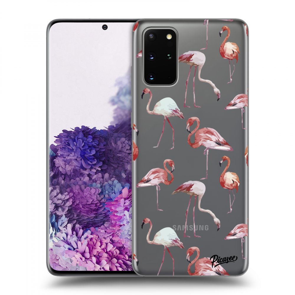 Picasee átlátszó szilikon tok az alábbi mobiltelefonokra Samsung Galaxy S20+ G985F - Flamingos
